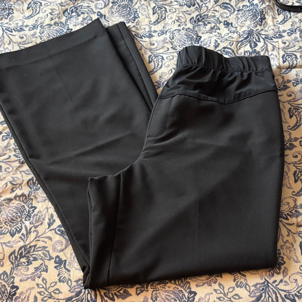 Duo Maternity Black Wide Leg Pants Large Stretch